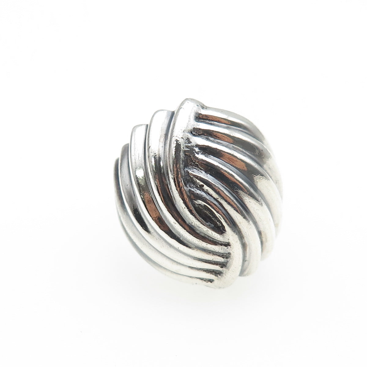 925 Sterling Silver Vintage Modernist Ribbed Oxidized Ring Size 8.5