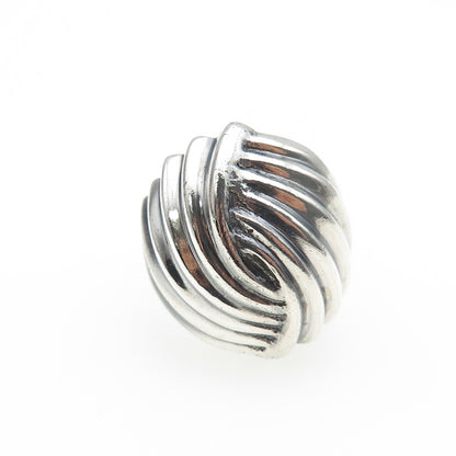 925 Sterling Silver Vintage Modernist Ribbed Oxidized Ring Size 8.5