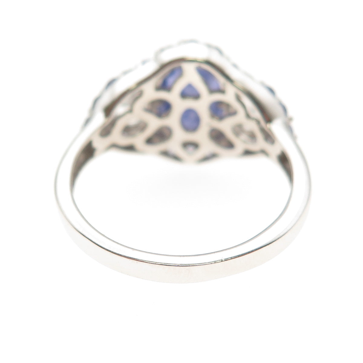 Chuck Clemency 925 Sterling Real Tanzanite & White Topaz Floral Ring Size 8.25