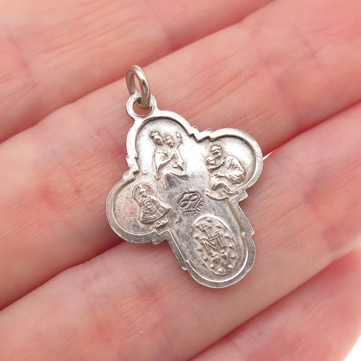 Atelier 925 Sterling Silver Antique Art Deco 4-Way Cross Oxidized Charm Pendant