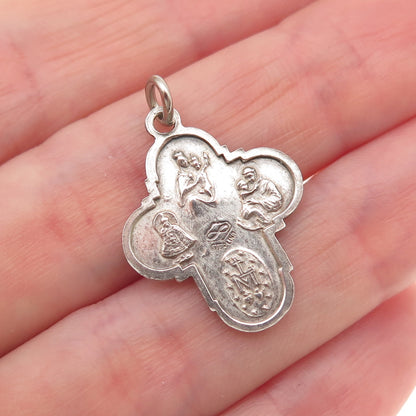 Atelier 925 Sterling Silver Antique Art Deco 4-Way Cross Oxidized Charm Pendant