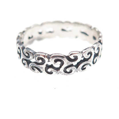 925 Sterling Silver Vintage Celtic Triskelion Oxidized Band Ring Size 9.5
