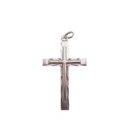 Tru-Kay 925 Sterling Silver Antique Art Deco Cross Charm Pendant