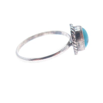 Old Pawn Sterling Silver Vintage Southwestern Bisbee Turquoise Ring Size 5.25