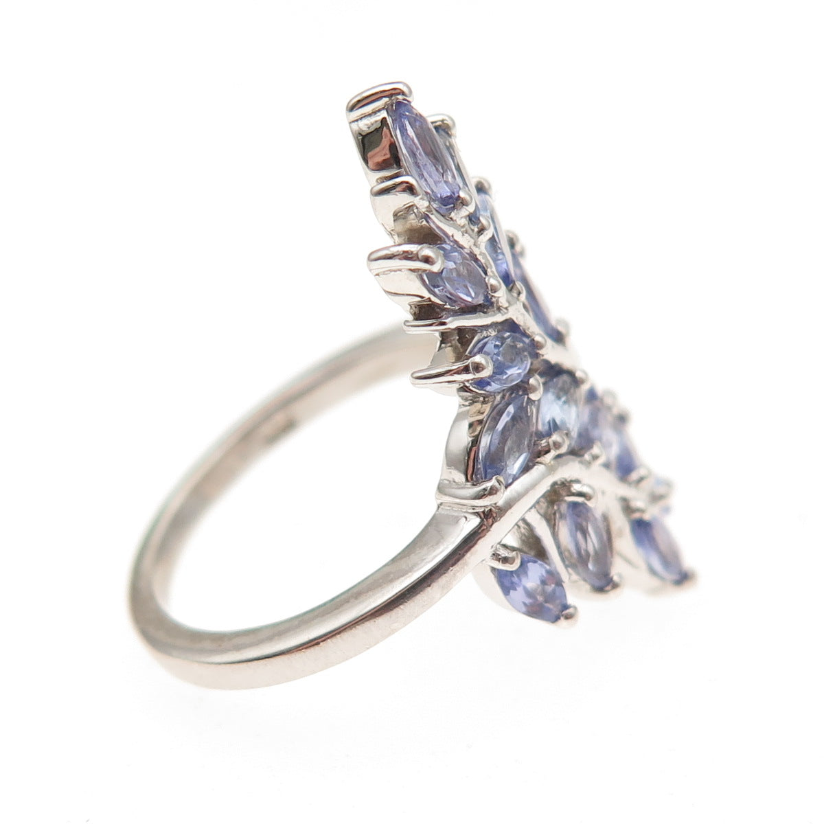 Chuck Clemency 925 Sterling Silver Real Marquise-Cut Tanzanite Ring Size 5.25