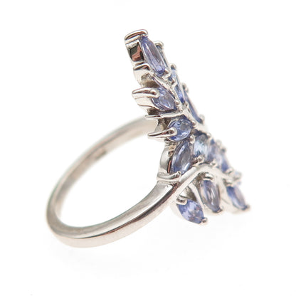 Chuck Clemency 925 Sterling Silver Real Marquise-Cut Tanzanite Ring Size 5.25