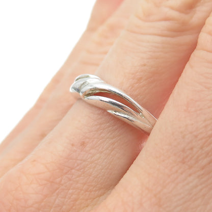 925 Sterling Silver Vintage Modernist Wavy Ring Size 8.25