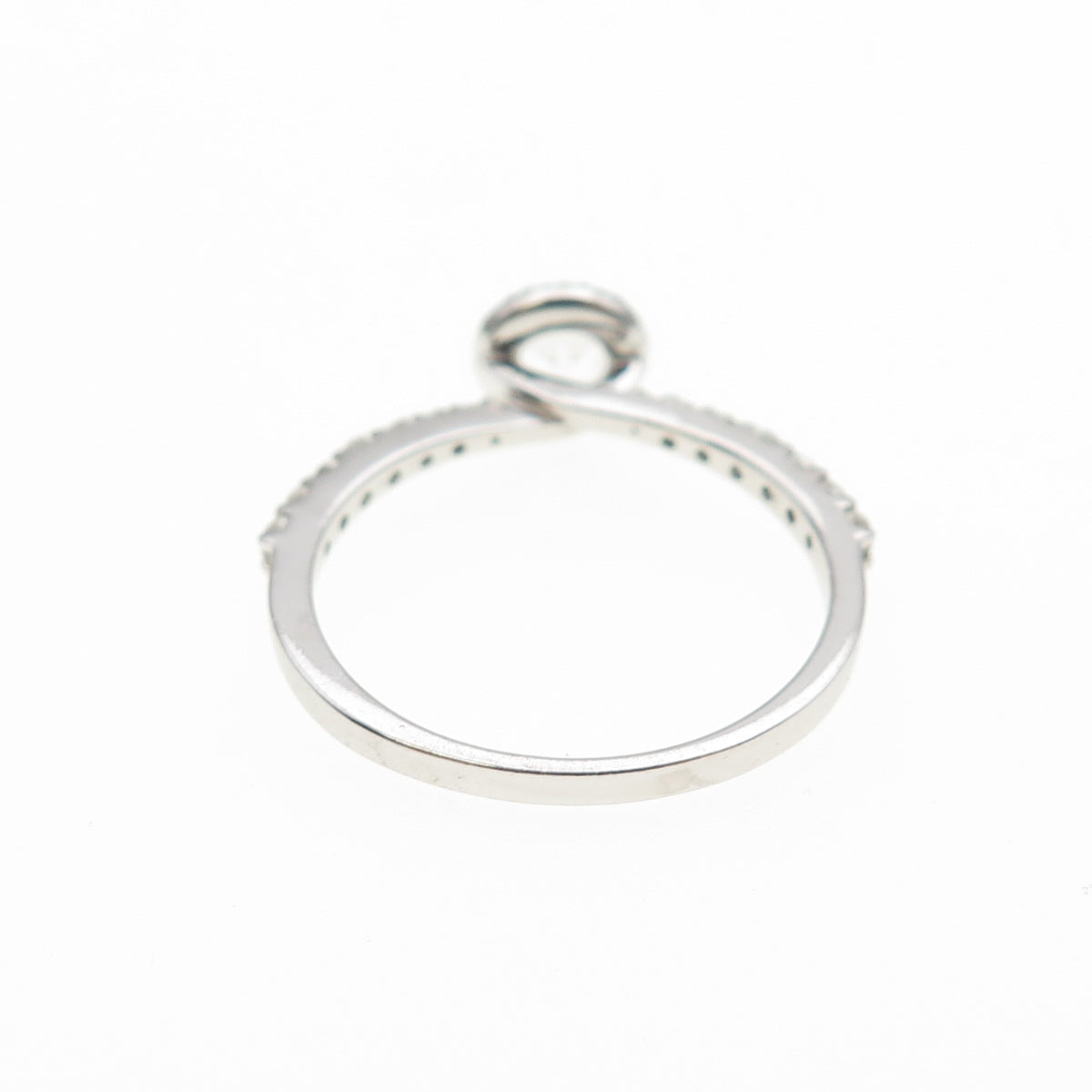 925 Sterling Silver Real Round-Cut White Topaz Engagement Ring Size 6.75