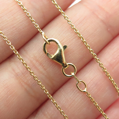 925 Sterling Silver Gold Plated Italy Cable Chain Necklace 14-15"