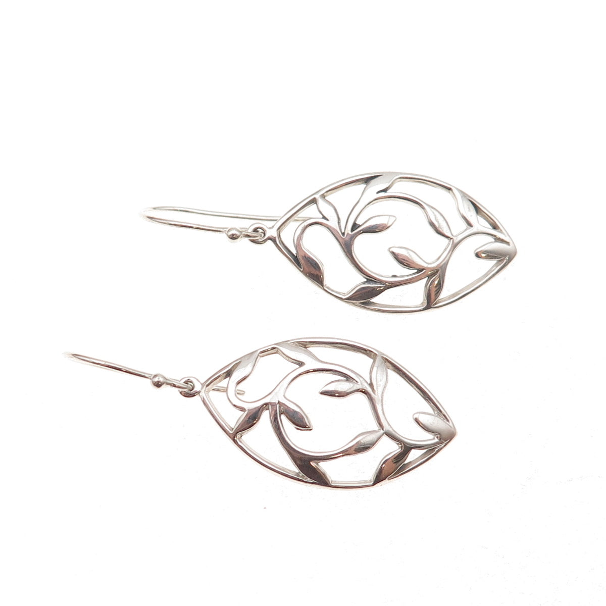 925 Sterling Silver Vintage Floral Dangle Earrings