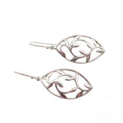 925 Sterling Silver Vintage Floral Dangle Earrings