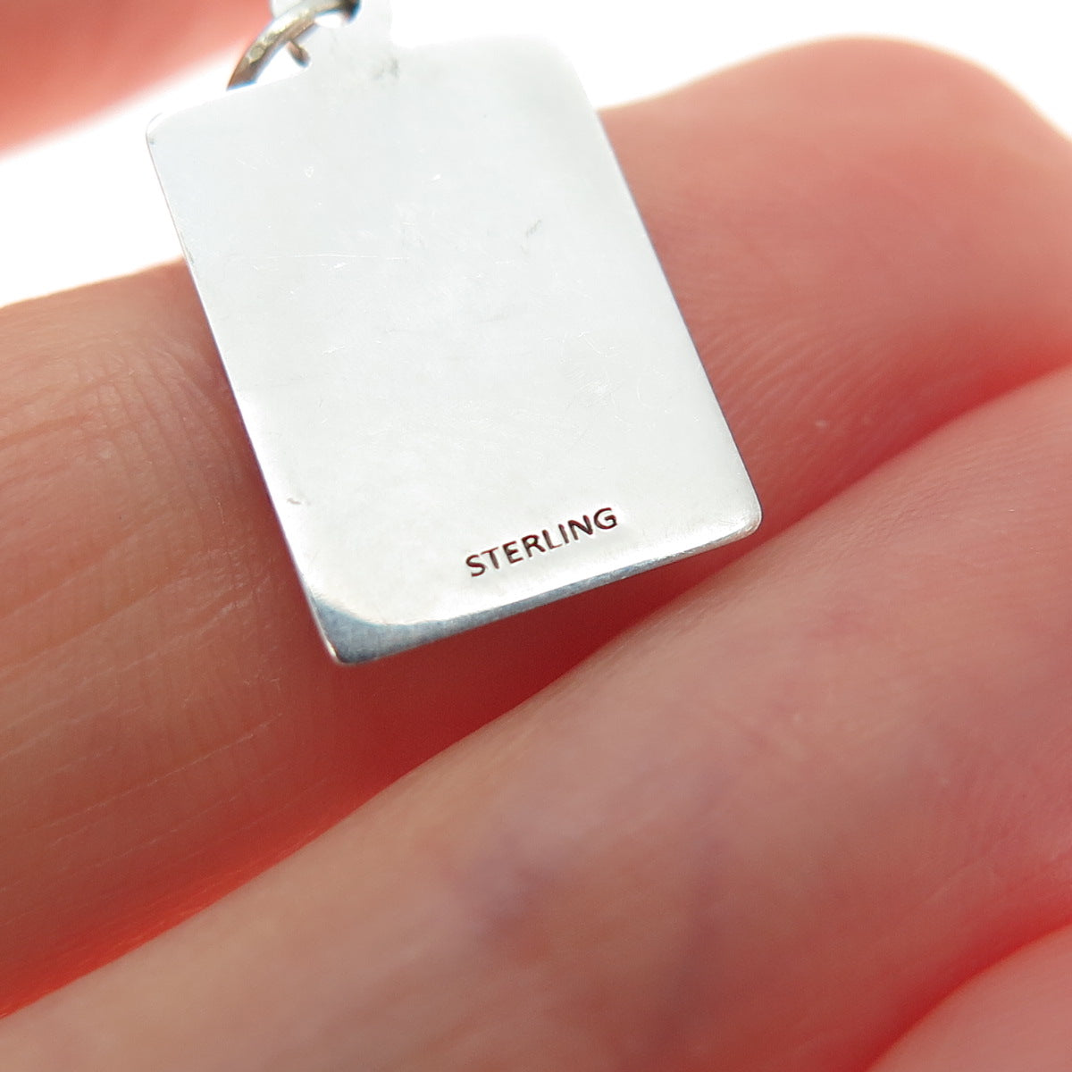 925 Sterling Silver Red Enamel Looking For Love Minimalist Charm Pendant