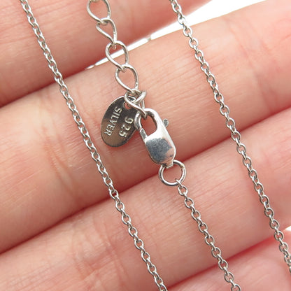 925 Sterling Silver Cushion-Cut Shaped C Z Rolo Chain Necklace 18"