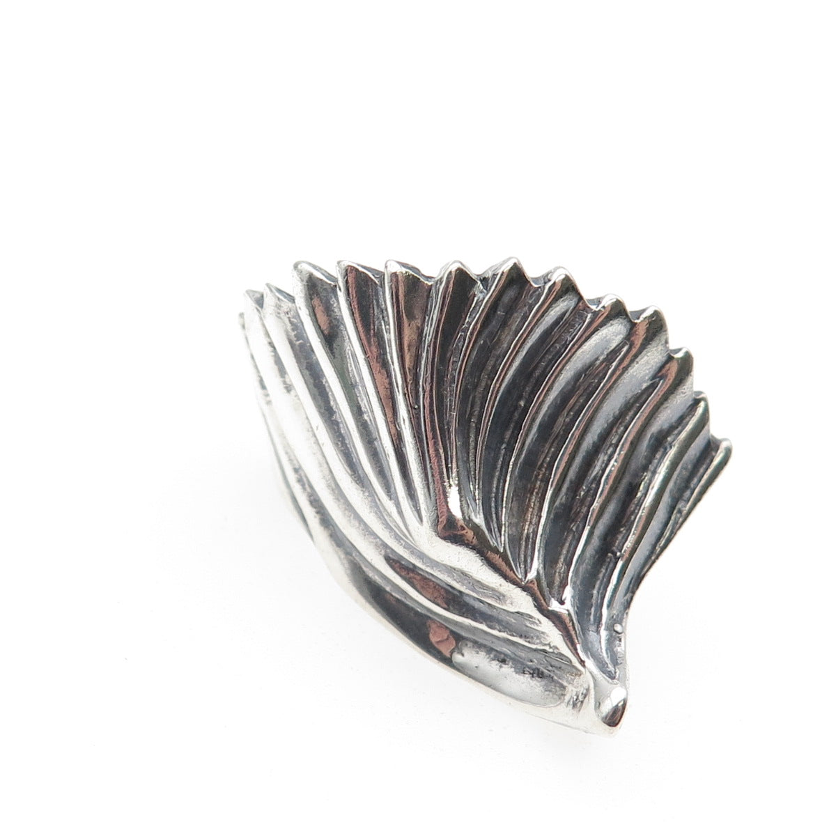 925 Sterling Silver Vintage Modernist Wing Oxidized Ring Size 7.5