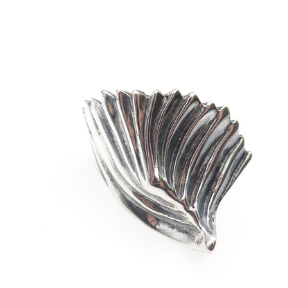 925 Sterling Silver Vintage Modernist Wing Oxidized Ring Size 7.5