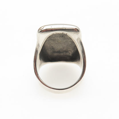 925 Sterling Silver 14K Gold Vintage Modernist Ribbed Ring Size 6.5