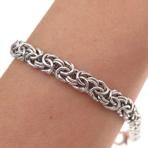 Han 925 Sterling Silver Vintage Italy Byzantine Link Bracelet 7.25"