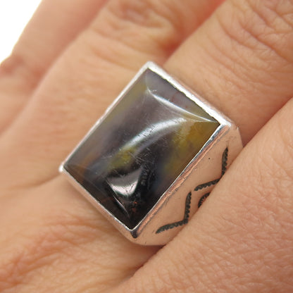Bell Trading Post Old Pawn Sterling Silver Vintage Agate Tribal Ring Size 8.75