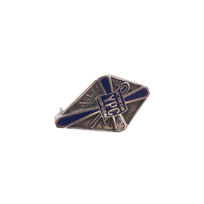 925 Sterling Silver Antique Enamel Mount Virgin Young People's Club Pin Brooch