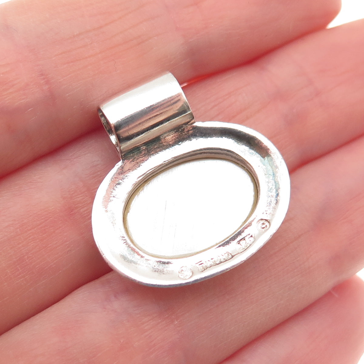 925 Sterling Silver Vintage Real MOP Modernist Slide Charm Pendant