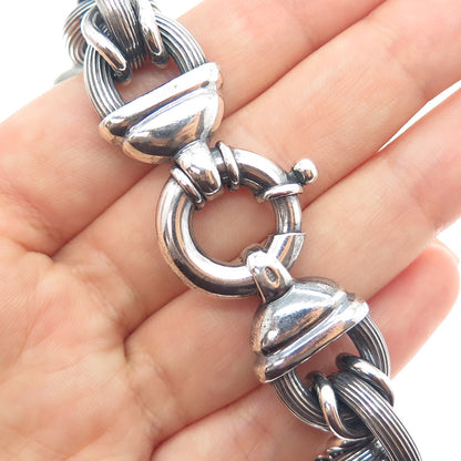 925 Sterling Vintage Italy Heavy 164.5g Modernist Oxidized Chain Necklace 16"