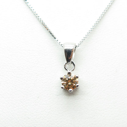925 Sterling Silver Swarovski Champagne-Crystal Box Chain Necklace 16-18"