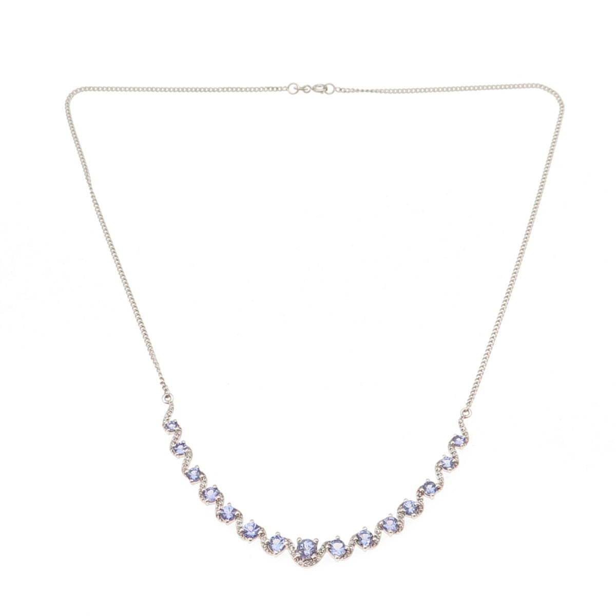 Chuck Clemency 925 Sterling Real Tanzanite & White Topaz Chain Necklace 18-20"