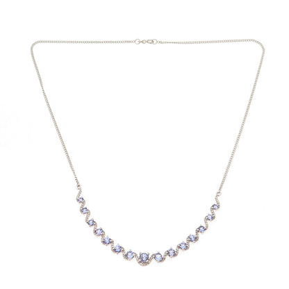 Chuck Clemency 925 Sterling Real Tanzanite & White Topaz Chain Necklace 18-20"