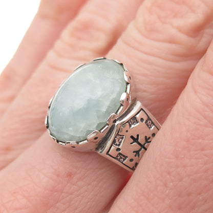 Carolyn Pollack 925 Sterling Vintage Milky Aquamarine Snowflake Ring Size 9.25