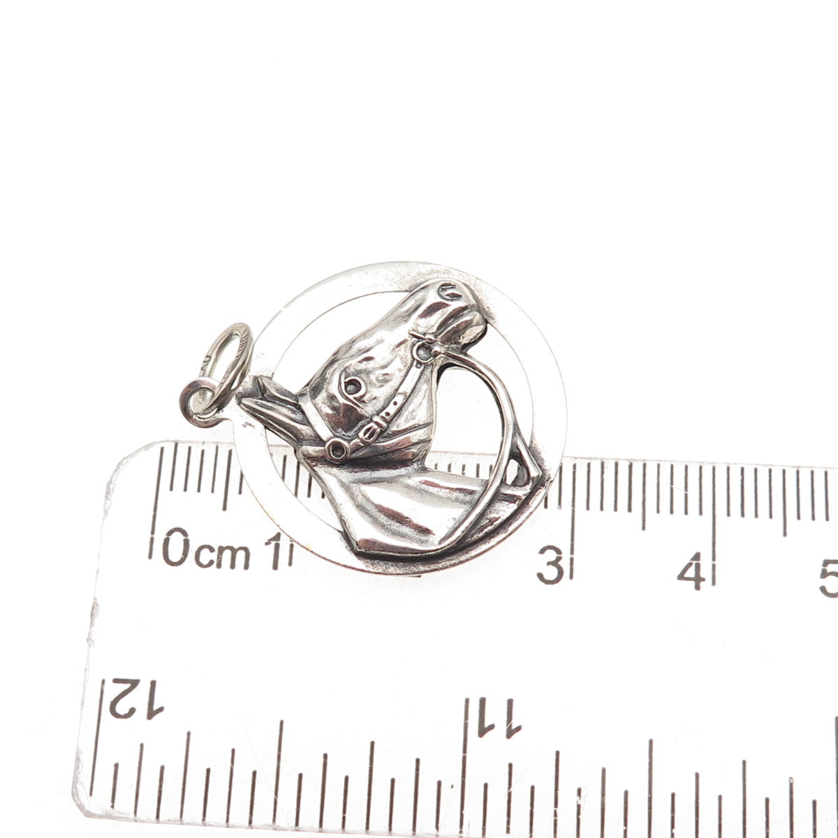 Beau 925 Sterling Silver Antique Art Deco Horse Oxidized Charm Pendant