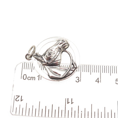 Beau 925 Sterling Silver Antique Art Deco Horse Oxidized Charm Pendant