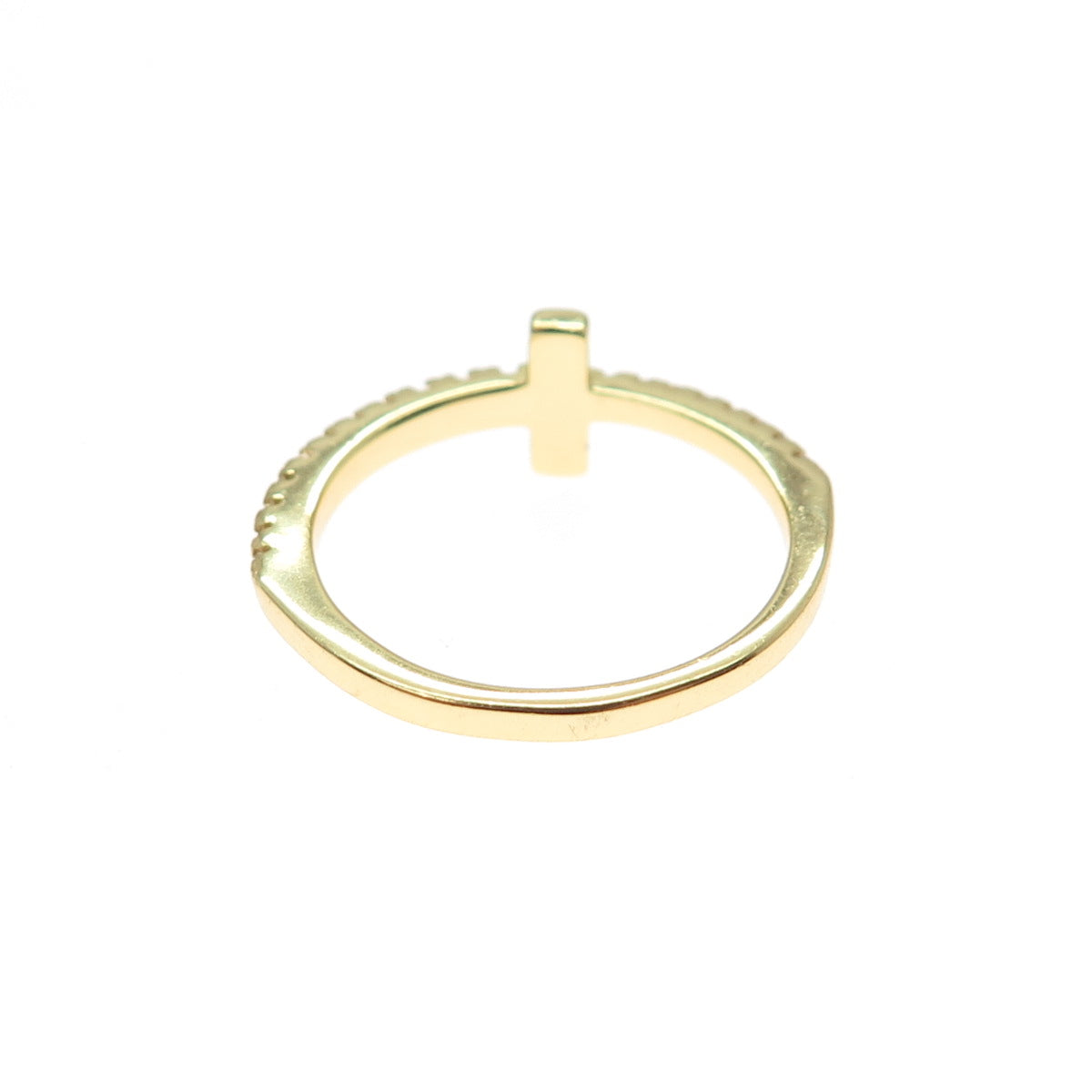 925 Sterling Silver Gold Plated Round-Cut C Z Cross Ring Size 4.75