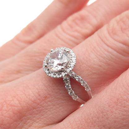 925 Sterling Silver Round-Cut C Z Engagement Ring Size 6.25