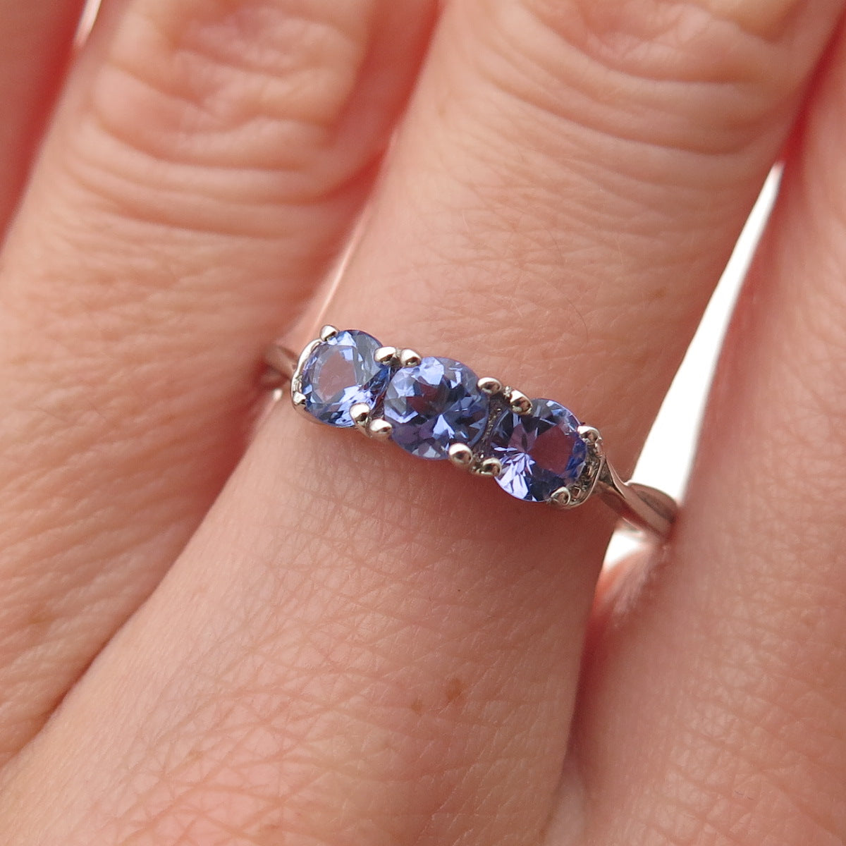Chuck Clemency 925 Sterling Silver Real Round-Cut Tanzanite Ring Size 7