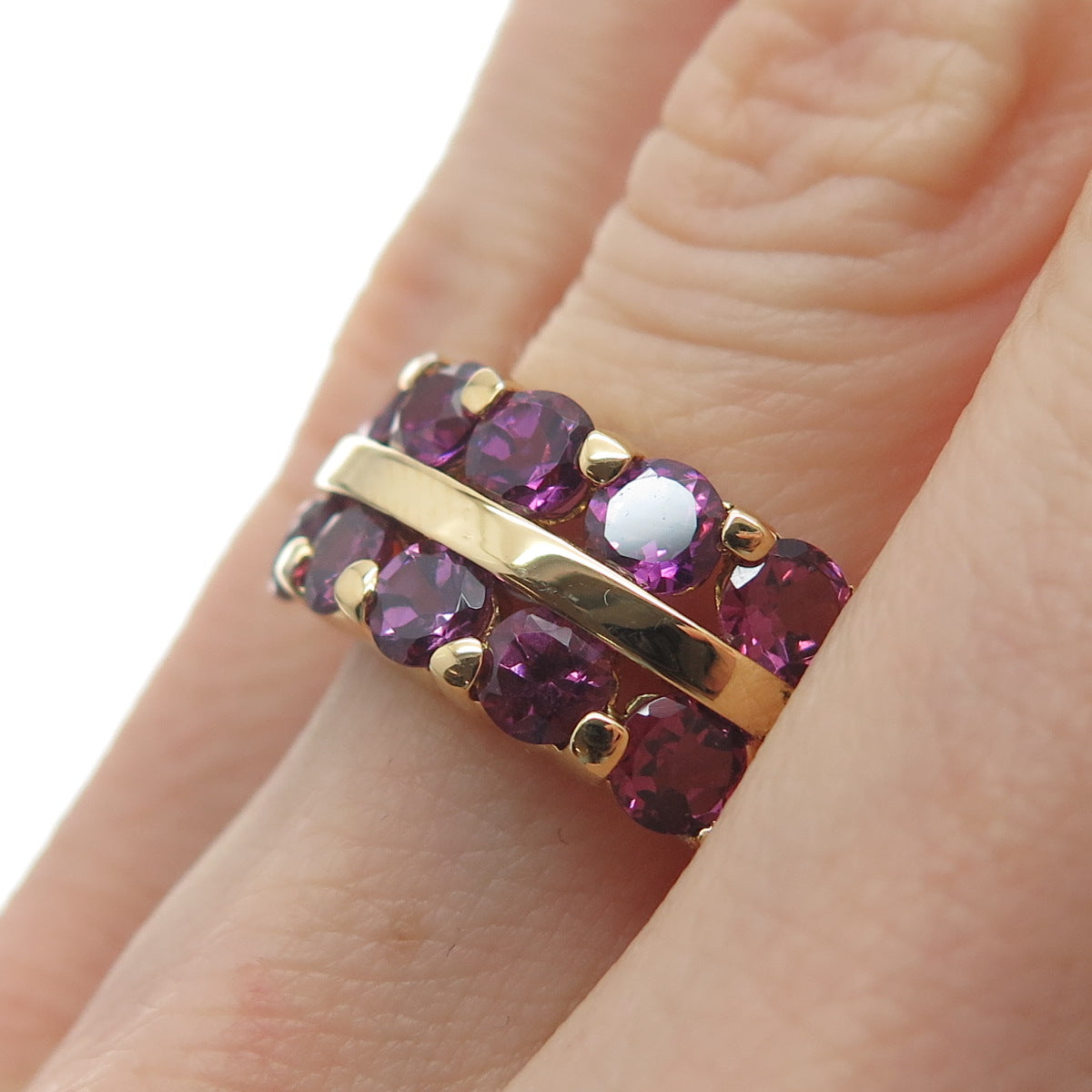 M.R.F. RESOURCES LTD. 925 Sterling Silver Gold Plated Real Amethyst Ring Size 6