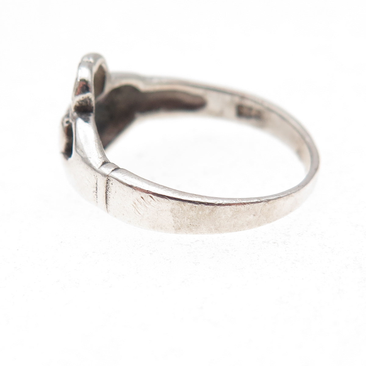 925 Sterling Silver Vintage Irish Claddagh Oxidized Ring Size 6.75