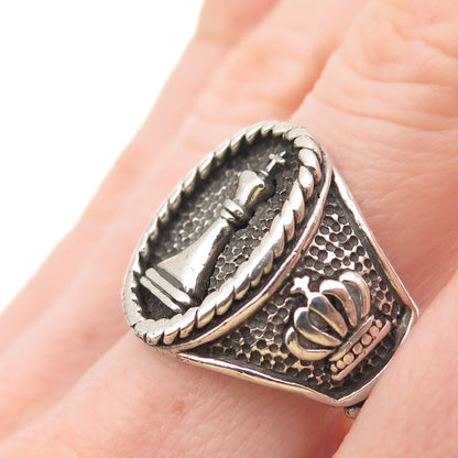 925 Sterling Silver Vintage Grandmaster Oxidized Signet Ring Size 12