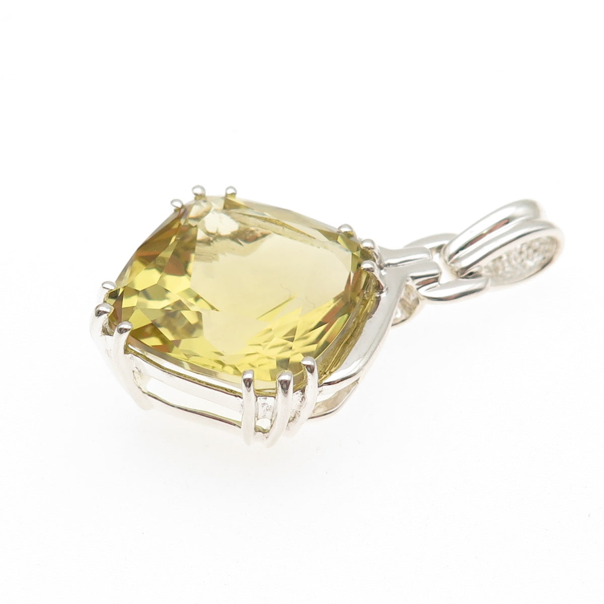Michelle Albala 925 Sterling Silver Vintage Real Lemon Quartz Pendant