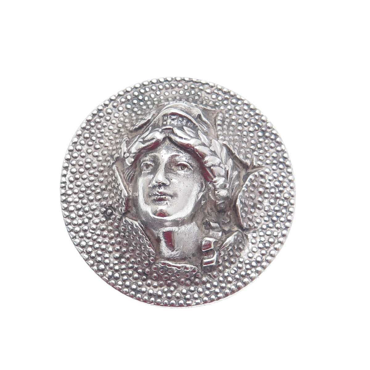 925 Sterling & 900 Coin Silver Antique One Morgan Dollar Repousse Pin Brooch