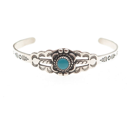 Bell Trading Post Old Pawn Sterling Silver Turquoise Adjustable Bracelet 5.25"