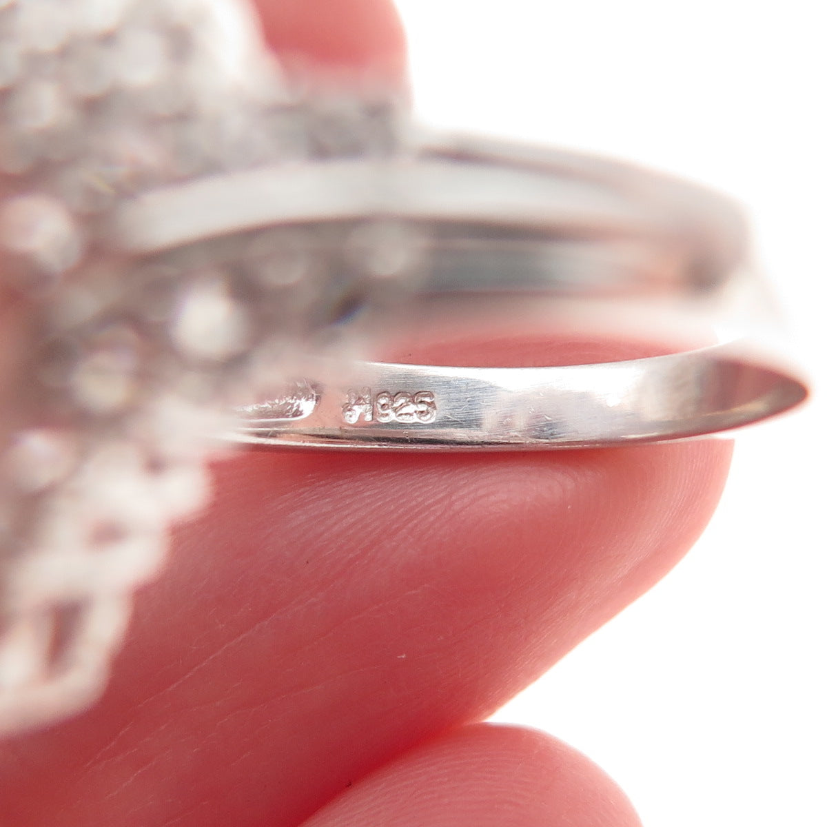 JH Young Sterling Silver Lab-Created Sapphire Real White Topaz Ring Size 7.25
