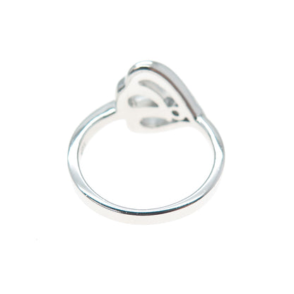 925 Sterling Silver Round-Cut C Z Modernist Heart Ring Size 7.25