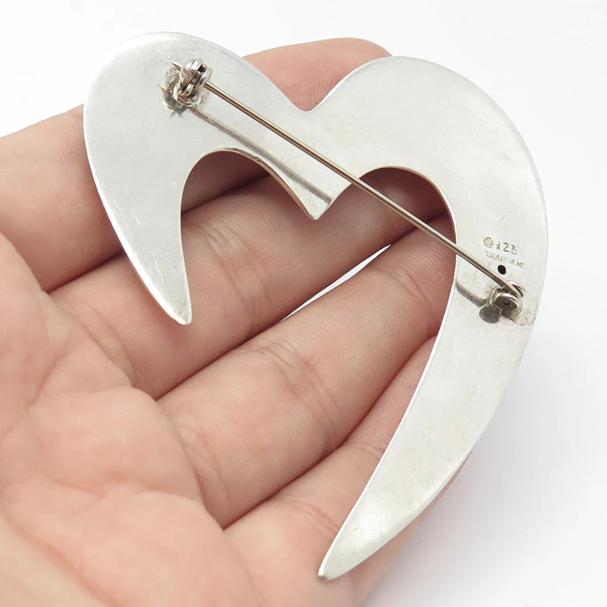 925 Sterling Silver Vintage Heart Pin Brooch
