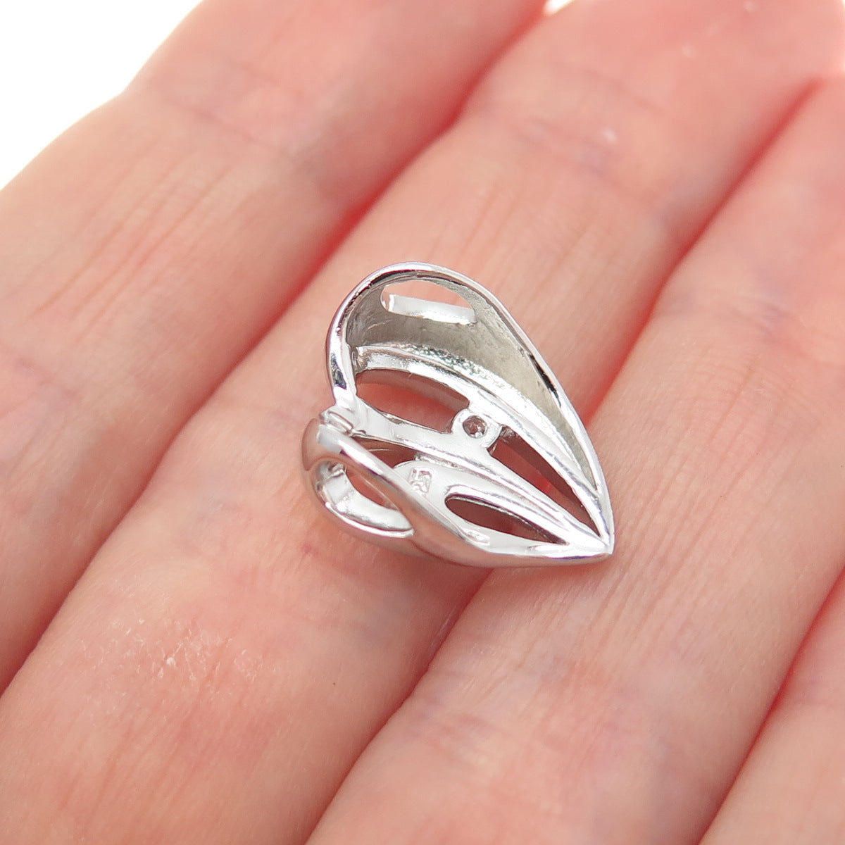 925 Sterling Silver Round-Cut C Z Heart Minimalist Slide Pendant