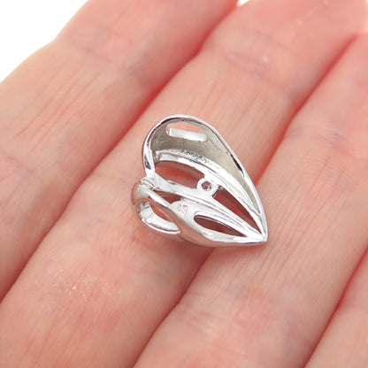 925 Sterling Silver Round-Cut C Z Heart Minimalist Slide Pendant