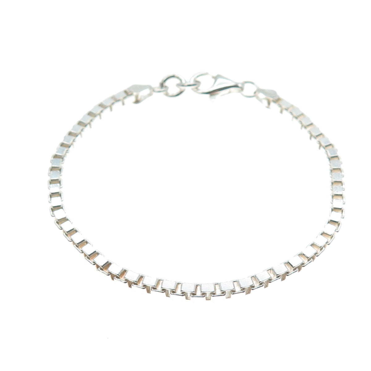 925 Sterling Silver Vintage Italy Box Link Bracelet 7"
