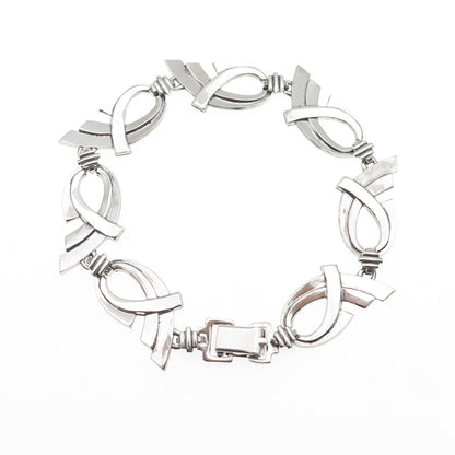 W.E. Richards 925 Sterling Silver Antique Art Deco Ribbon Link Bracelet 7"