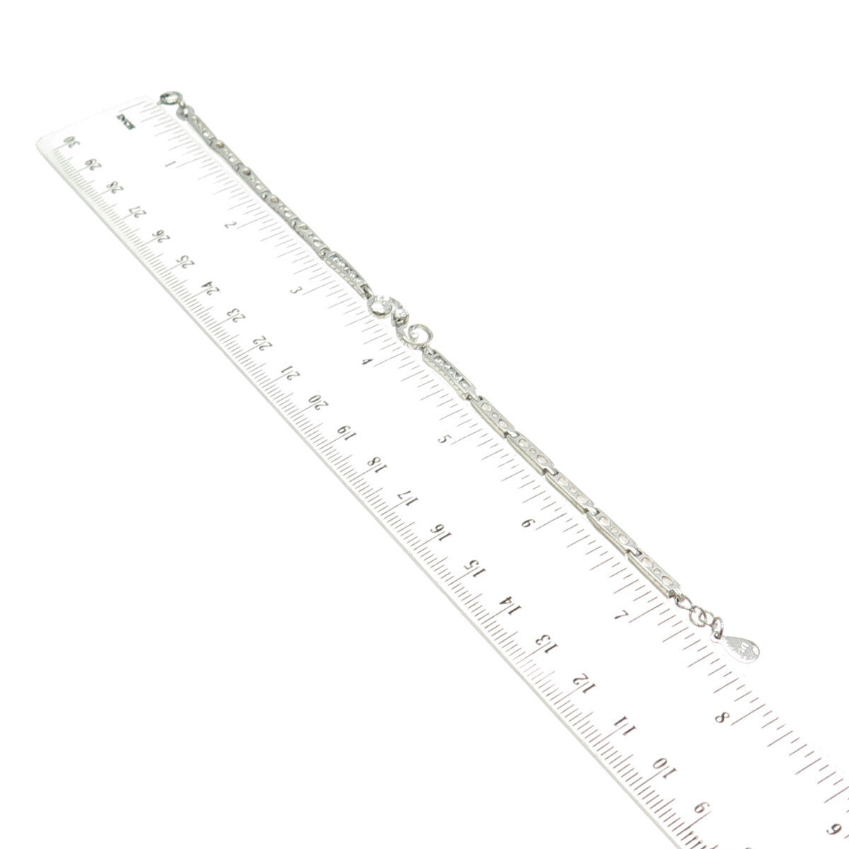925 Sterling Silver Pave C Z Panel Link Bracelet 7.25"