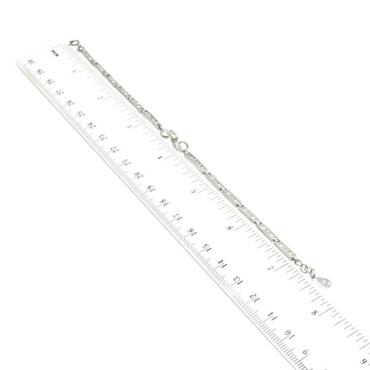 925 Sterling Silver Pave C Z Panel Link Bracelet 7.25"