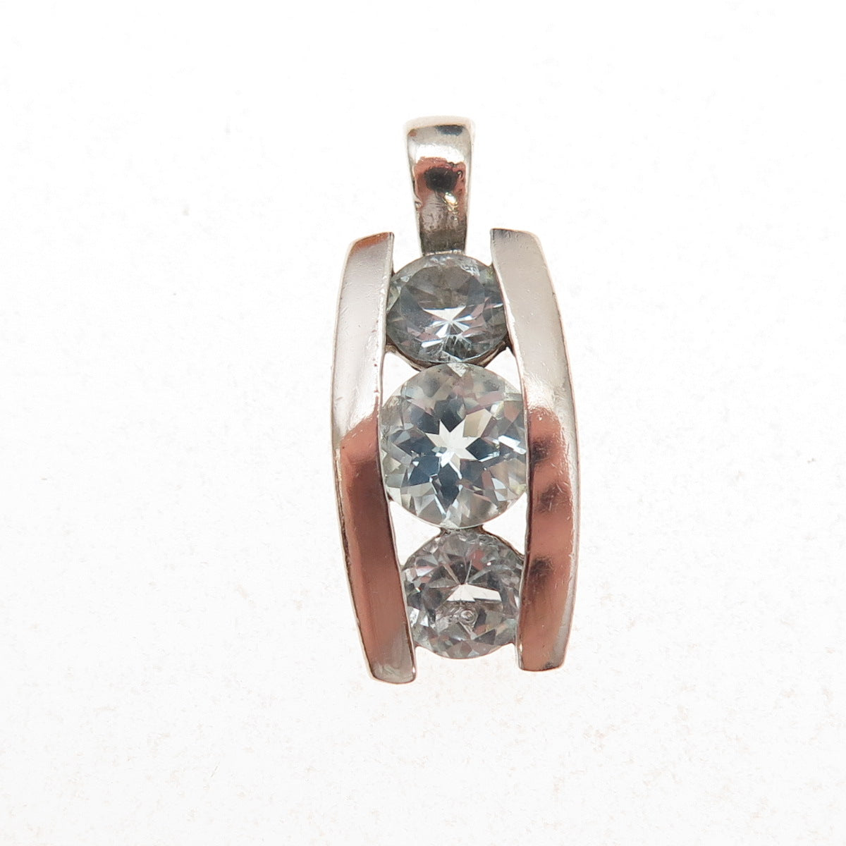 Ross Simons 925 Sterling Silver Vintage Real Blue Topaz Charm Pendant